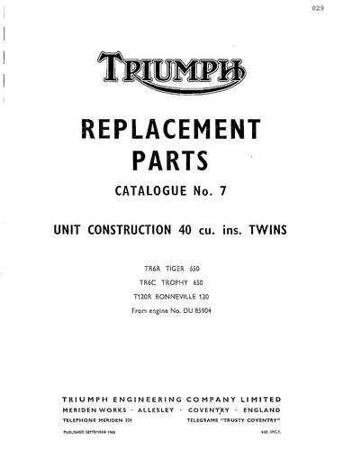 Triumph parts manual 1969 tr6r - parts,
