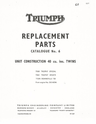 Triumph parts manual book - parts,