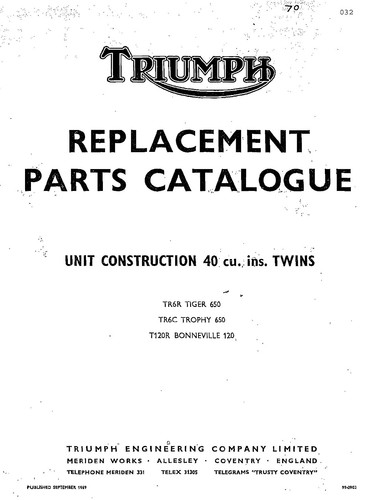 Triumph parts manual - parts, tr6r