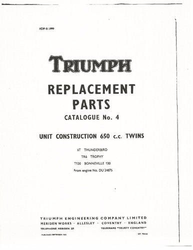 Triumph parts manual - parts,