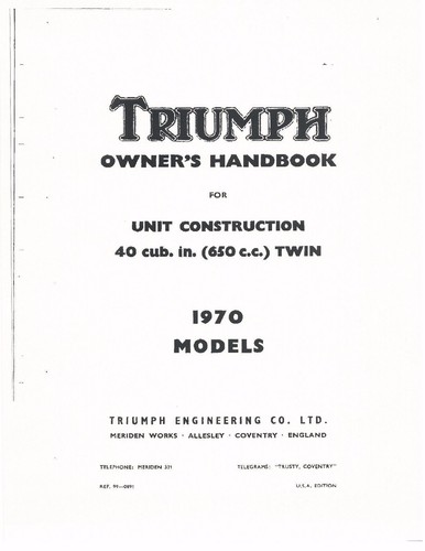 Triumph owners manual - owners,